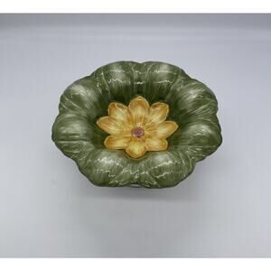 Nora Fenton Pedestal Bowl / Dish Yellow Flower